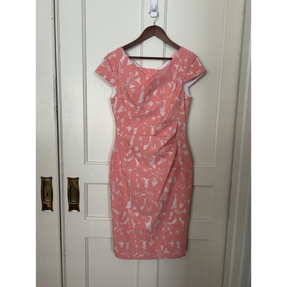 Adrianna Papell Pink and White Midi Dress - Picture 1 of 10